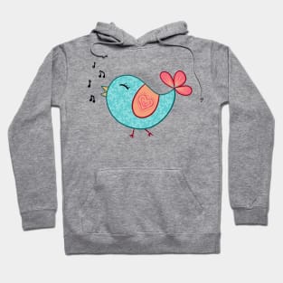 Blue Doodle Bird Hoodie